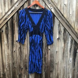 Express black & blue zebra dress